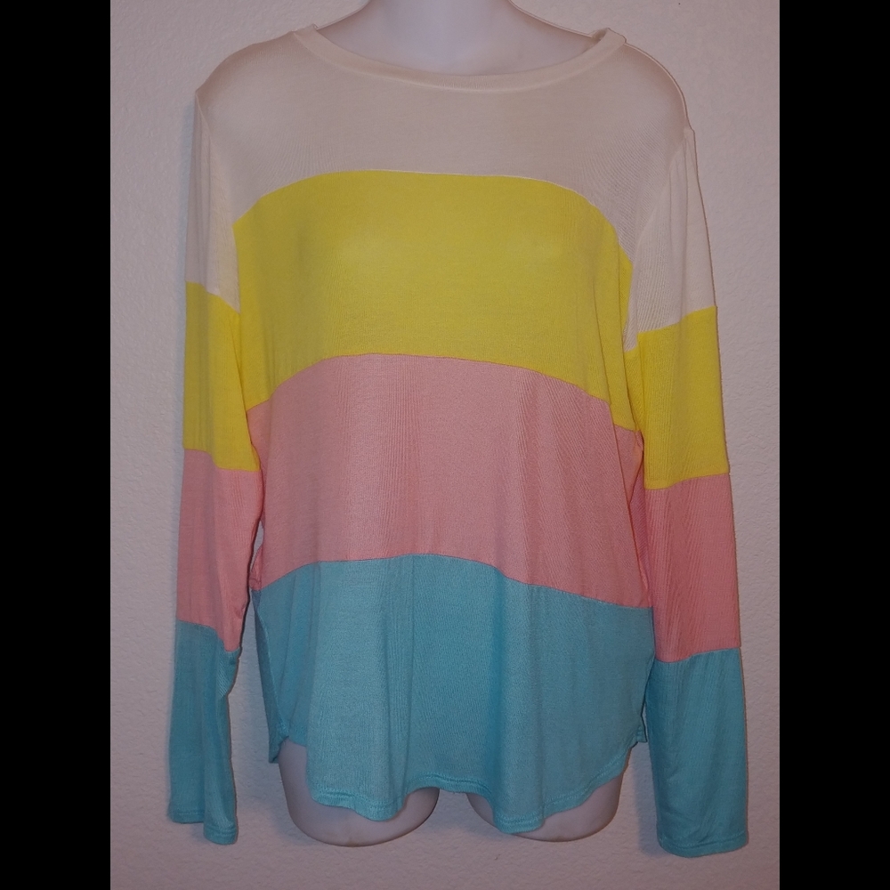 Spring haze lightweight colorblock blouse pastels